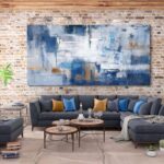 KLAKLA Abstract Canvas Wall Art - Blue and White Picture Artwork for Wall Modern... - Image 5