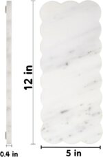 Coloch 2 Pack White Scalloped Marble Boards, 12”x5” Marble Serving Tray with Ant... - Image 3