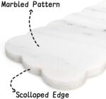 Coloch 2 Pack White Scalloped Marble Boards, 12”x5” Marble Serving Tray with Ant... - Image 4