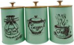 3 Pieces Kitchen Canisters Set Coffee Tea Sugar Containers Iron Modern Organizer... - Image 3