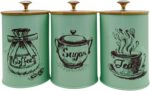 3 Pieces Kitchen Canisters Set Coffee Tea Sugar Containers Iron Modern Organizer... - Image 4