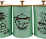 3 Pieces Kitchen Canisters Set Coffee Tea Sugar Containers Iron Modern Organizer... - Image 5