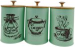 3 Pieces Kitchen Canisters Set Coffee Tea Sugar Containers Iron Modern Organizer... - Image 6