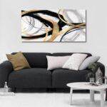 Kureful Gold Wall Decor - Black Canvas Wall Art for Living Room- Large Line Artw... - Image 4