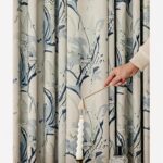 VisionaryHomeDesign Blue White Linen Cotton Curtains with High GSM, Memory Shape... - Image 3