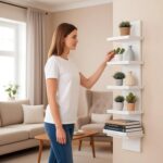 5-Tier Wall Shelf, Space-Saving Floating Shelves for Storage, Composite Wood, Ve... - Image 3