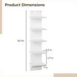 5-Tier Wall Shelf, Space-Saving Floating Shelves for Storage, Composite Wood, Ve... - Image 4