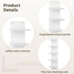 5-Tier Wall Shelf, Space-Saving Floating Shelves for Storage, Composite Wood, Ve... - Image 5