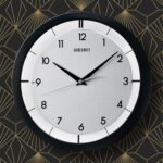 SEIKO 11 Inch St James Brushed Metal Wall Clock, Black - Image 3