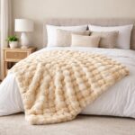 Faux Fur Throw Blanket 50x60 Inch, Bubble Textured Faux Rabbit Fur Throw, Ultra ... - Image 5