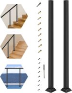 Fence & Rail Handrail, 2pcs Wrought Iron Black Metal Railing Post with Bracket, ... - Image 5