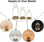 3 Pack Metal Candle Holders with Glass Dome, 5.5" & 4.7" & 3.9" Wide Gold Candle... - Image 7