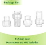 Hewory Ribbed Bud Vases for Centerpieces: Set of 4 Small Clear Glass Vase for Br... - Image 9