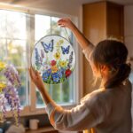 Stained Glass Window Hanging, 8 Inch Stained Glass Suncatcher Ornament, Suncatch... - Image 3