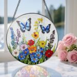 Stained Glass Window Hanging, 8 Inch Stained Glass Suncatcher Ornament, Suncatch... - Image 6