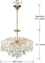 Saint Mossi 6-Light Gold Crystal Chandeliers, Middle Century Dining Room Light F... - Image 4