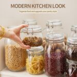 ODBCYWM 34oz Glass Food Storage Jars with Airtight Lids, Set of 4 – Clear Preser... - Image 4