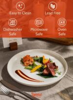 Sweese 10 Inch Porcelain Dinner Plates, White, Set of 6 - Microwave, Oven, Dishw... - Image 4