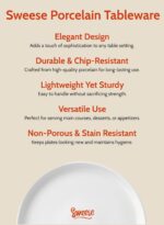 Sweese 10 Inch Porcelain Dinner Plates, White, Set of 6 - Microwave, Oven, Dishw... - Image 7