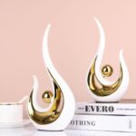 XMGZQ 2pcs White and Gold Modern Abstract Art Statue Table Decoration,Elegantes ... - Image 5