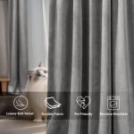 StangH Grey Velvet Curtains 84 inches Long, Two-Layer Light Blocking Thermal Ins... - Image 4