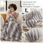 Madison Park Throw Blanket, Soft Faux Fur Blanket Plush Reversible Throw Home De... - Image 3