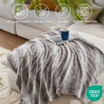 Madison Park Throw Blanket, Soft Faux Fur Blanket Plush Reversible Throw Home De... - Image 5