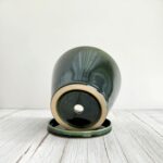 Glazed Gradient Color Ceramic Planter with Drainage Hole & Saucer for Indoor Tro... - Image 4