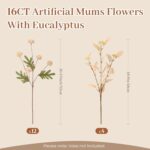 Alupssuc 16PCS Faux Silk Pompon Mums Artificial Flowers with Eucalyptus, Fake Ch... - Image 4