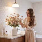 Alupssuc 16PCS Faux Silk Pompon Mums Artificial Flowers with Eucalyptus, Fake Ch... - Image 6