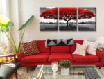 Tree of Life Canvas Wall Art for Living Room 3 Piece Red Tree Pictures for Bedro... - Image 3