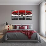 Tree of Life Canvas Wall Art for Living Room 3 Piece Red Tree Pictures for Bedro... - Image 5