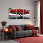 Tree of Life Canvas Wall Art for Living Room 3 Piece Red Tree Pictures for Bedro... - Image 6