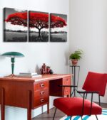 Tree of Life Canvas Wall Art for Living Room 3 Piece Red Tree Pictures for Bedro... - Image 7