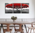 Tree of Life Canvas Wall Art for Living Room 3 Piece Red Tree Pictures for Bedro... - Image 8