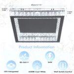 Finktonglan Square Crystal LED Flush Mount Ceiling Light, 17.7" Modern Crystal F... - Image 4