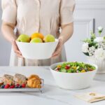 MALACASA Serving Bowls, 105 OZ Large Salad Bowls Set of 2, Porcelain White Bowls... - Image 5