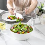 MALACASA Serving Bowls, 105 OZ Large Salad Bowls Set of 2, Porcelain White Bowls... - Image 6