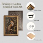 XJYISUO Vintage Gold Framed Wall Art Dark Academia Wall Art Fox Pictures Wall De... - Image 5