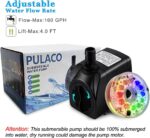 PULACO 160GPH Small Fountain Pump, 10Watt Submersible Pump with Automatic Color ... - Image 3