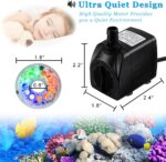 PULACO 160GPH Small Fountain Pump, 10Watt Submersible Pump with Automatic Color ... - Image 4