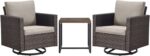 Luxury Outdoor Patio Swivel Rocker Chairs - 3 Piece Wicker Patio Furniture Bistr... - Image 8