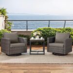 Luxury Outdoor Patio Swivel Rocker Chairs - 3 Piece Wicker Patio Furniture Bistr... - Image 9