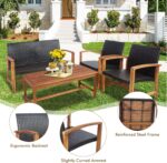 HAPPYGRILL 4 Pieces Patio Furniture Set Outdoor Patio Conversation Set with Coff... - Image 4
