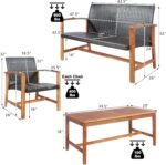 HAPPYGRILL 4 Pieces Patio Furniture Set Outdoor Patio Conversation Set with Coff... - Image 7