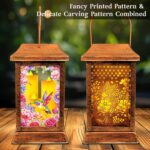 Hummingbird Solar Lanterns Outdoor Waterproof, Metal & Glass Hanging Lights Gard... - Image 3