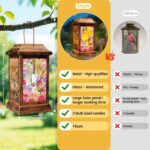 Hummingbird Solar Lanterns Outdoor Waterproof, Metal & Glass Hanging Lights Gard... - Image 4