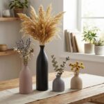 Dandat Brown Ceramic Vase Set of 4, Modern Decorative Ceramic Vases Rustic Potte... - Image 5