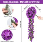 Ouddy Decor 4 Pcs Artificial Hanging Flowers Fake Hanging Plants Violet Flowers ... - Image 3