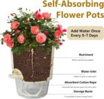 4.8 Inch Self Watering Pots for Indoor Plants 2 Pack, Plastic Modern Decorative ... - Image 4